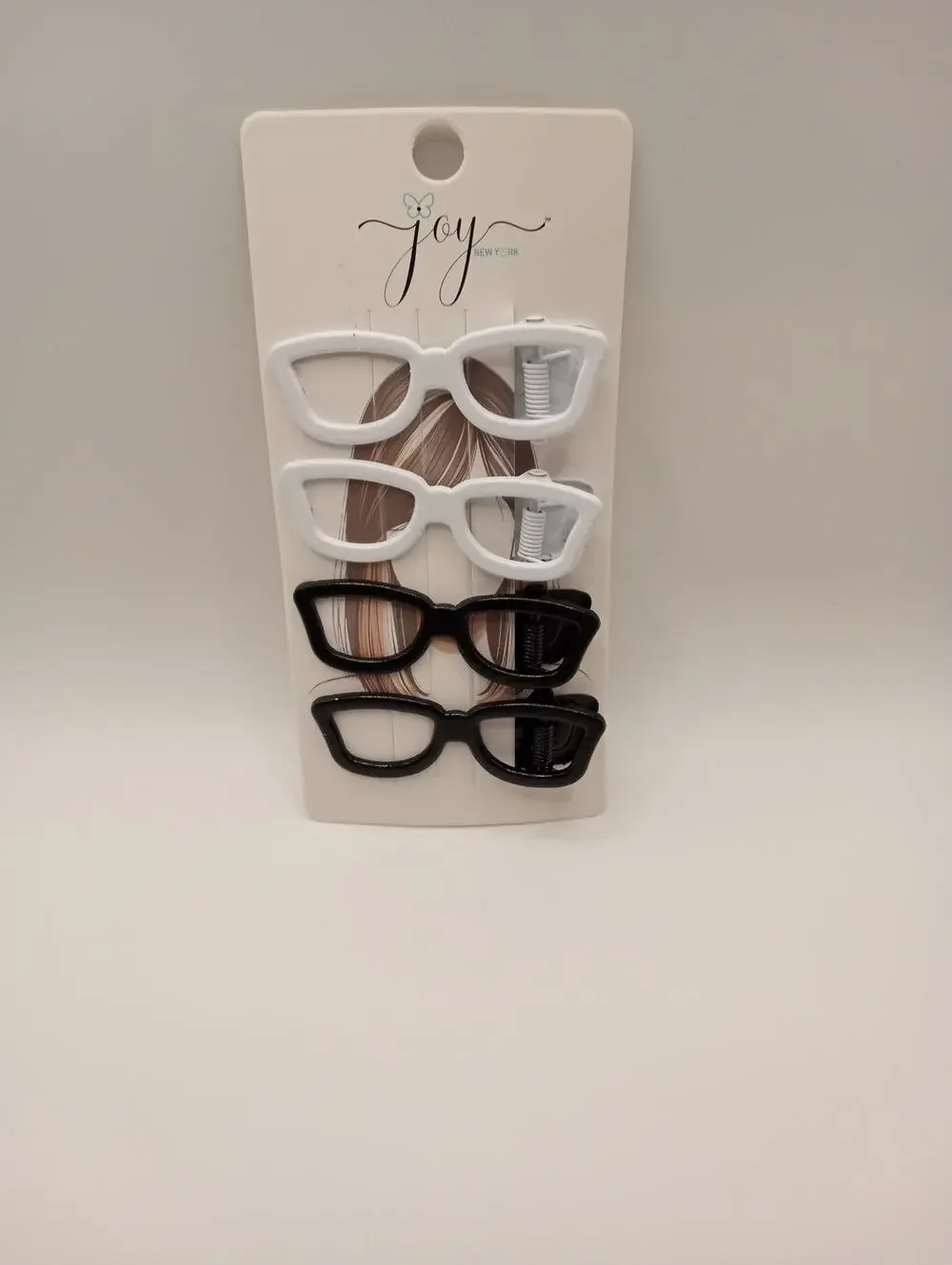 4 pack of Hair Clips Barrettes Sunglasses Glasses Style Black White 0874-878